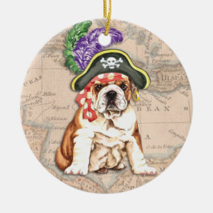 Bulldog Pirate Ceramic Ornament
