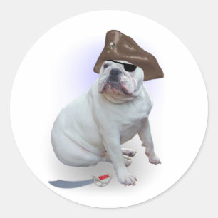 Bulldog Pirate Classic Round Sticker