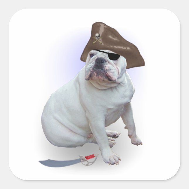 Bulldog pirate square sticker (Front)