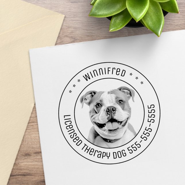 Bulldog Pit Bull Dog Pet Photo Round Rubber Stamp (Creator Uploaded)