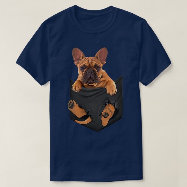 Bulldog Pocket Cute Bulldog Puppy in Pocket  T-Shirt (Design Front)
