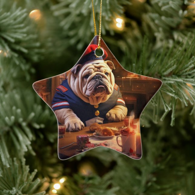 Bulldog Police Lover Pet Ornament Memorial Gift (Tree)