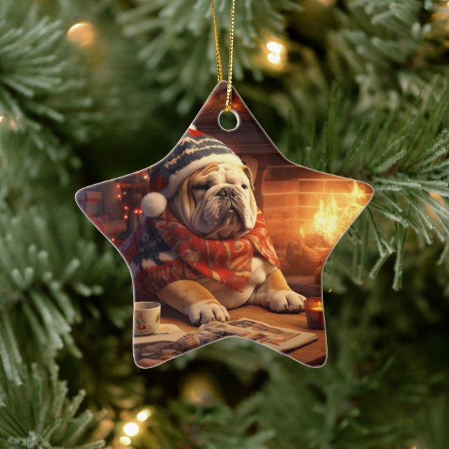 Bulldog Police Lover Pet Ornament Memorial Gift (Tree)