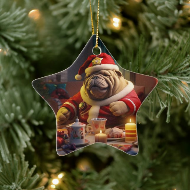 Bulldog Police Lover Pet Ornament Memorial Gift (Tree)