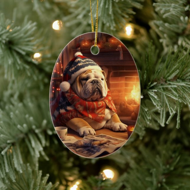 Bulldog Police Lover Pet Ornament Memorial Gift (Tree)