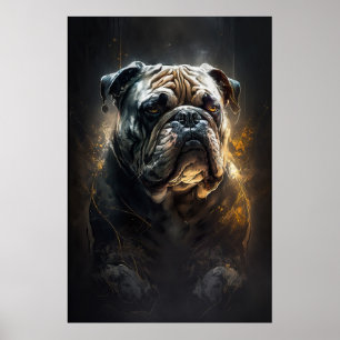 Bulldog Portrait Animal Nature Wildlife Painting  Poster