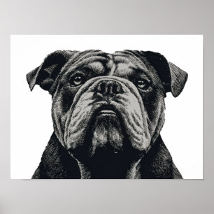 Bulldog Portrait – Vintage Dog Illustration Poster