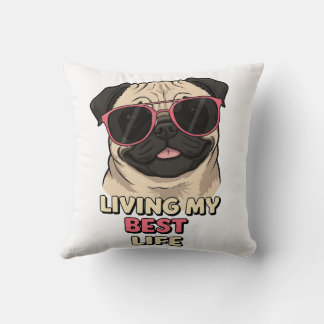 Bulldog Pug Vibes Living My Best Life Cushion