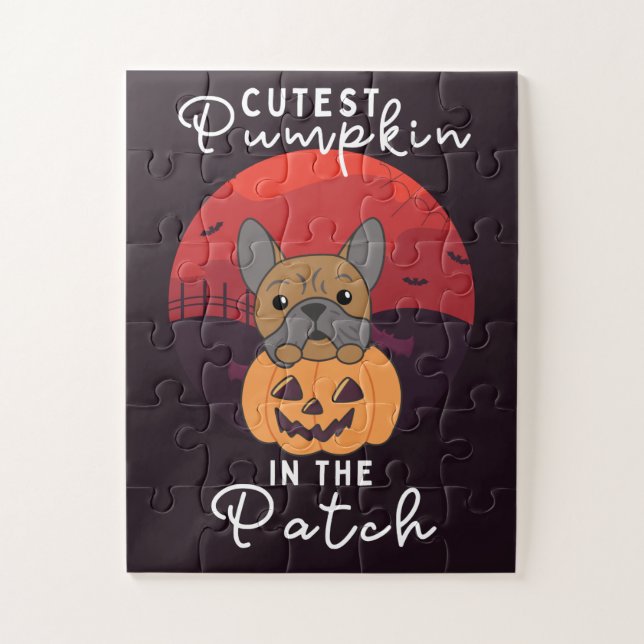 Bulldog Pumpkin Dogs Cutest Pumpkin In The Patch J Jigsaw Puzzle (Vertical)