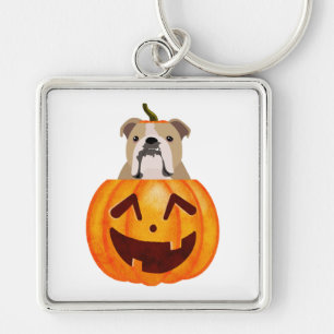 Bulldog Pumpkin Key Ring