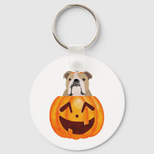 Bulldog Pumpkin Key Ring