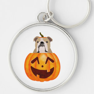 Bulldog Pumpkin Key Ring