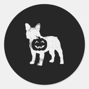 Bulldog Pumpkin Lazy Halloween Costume Cute Dog Pu Classic Round Sticker