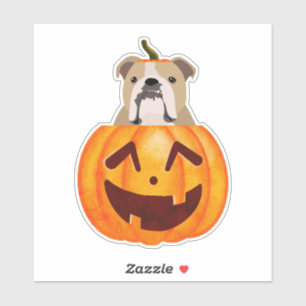 Bulldog Pumpkin Sticker