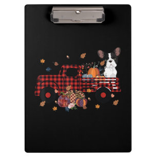 Bulldog Pumpkin Truck Thanksgiving Halloween Gift Clipboard