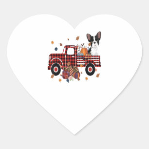 Bulldog Pumpkin Truck Thanksgiving Halloween Gift Heart Sticker