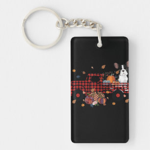 Bulldog Pumpkin Truck Thanksgiving Halloween Gift Key Ring