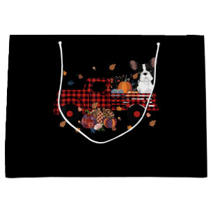 Bulldog Pumpkin Truck Thanksgiving Halloween Gift Large Gift Bag