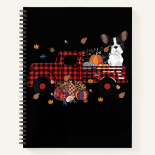 Bulldog Pumpkin Truck Thanksgiving Halloween Gift Notebook