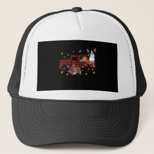 Bulldog Pumpkin Truck Thanksgiving Halloween Gift Trucker Hat