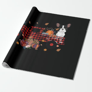 Bulldog Pumpkin Truck Thanksgiving Halloween Gift Wrapping Paper