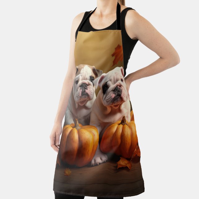 Bulldog Puppy Autumn Delight Pumpkin  Apron (Insitu)