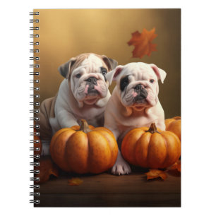 Bulldog Puppy Autumn Delight Pumpkin Notebook
