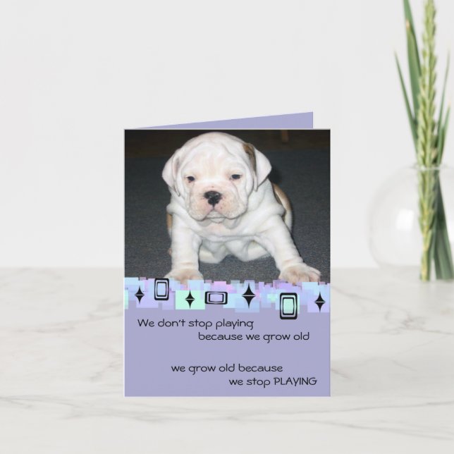 Bulldog Puppy Birthday Greetings Card (Front)