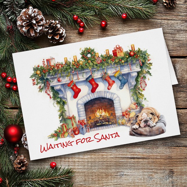 Bulldog Puppy Christmas Fireplace Wait for Santa (Creator Uploaded)