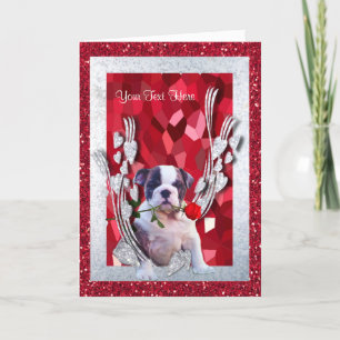 Bulldog Puppy Customise It Valentine Version 3 Holiday Card