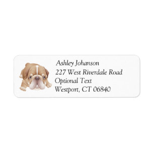 Bulldog Puppy Dog Return Address Name Label