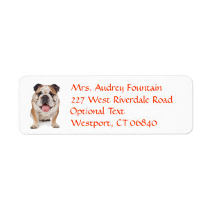 Bulldog Puppy Dog Return Address Name Label