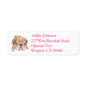 Bulldog Puppy Dog Return Address Name Label