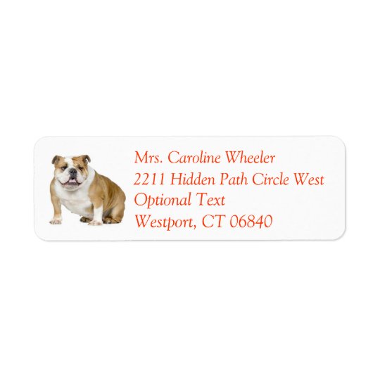 Bulldog Puppy Dog Return Address Name Label Return Address Label