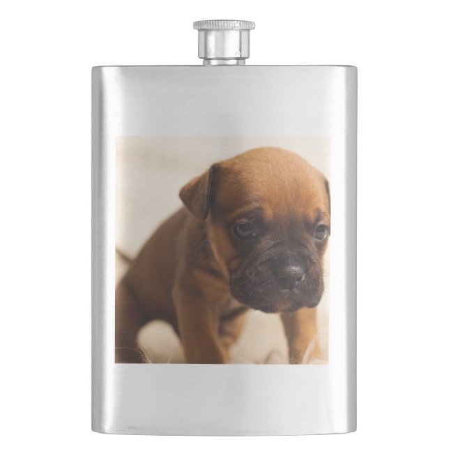 bulldog puppy hip flask (Front)