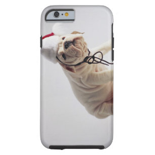 Bulldog Puppy Wearing Santa Hat Tough iPhone 6 Case