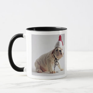 Bulldog Puppy Wearing Santa Hat Mug