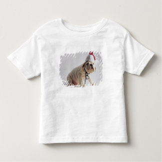 Bulldog Puppy Wearing Santa Hat Toddler T-Shirt