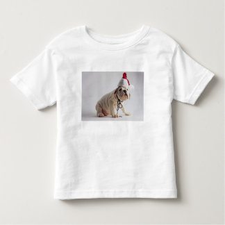 Bulldog Puppy Wearing Santa Hat Toddler T-Shirt