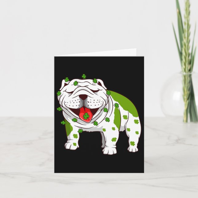 Bulldog Pyjamas Shamrock St Patrick's Day  Card (Front)