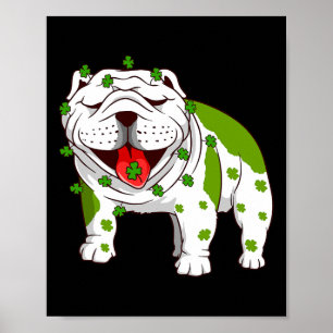 Bulldog Pyjamas Shamrock St Patrick's Day Poster