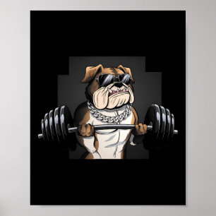 Bulldog Rat Weightlifting Bodybuilding Fitness Dad Poster