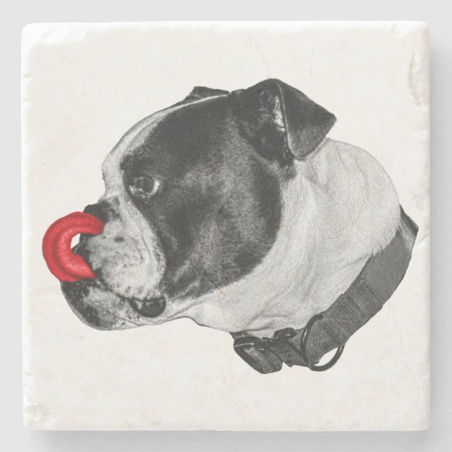 Bulldog Red Accent Coaster (Front)