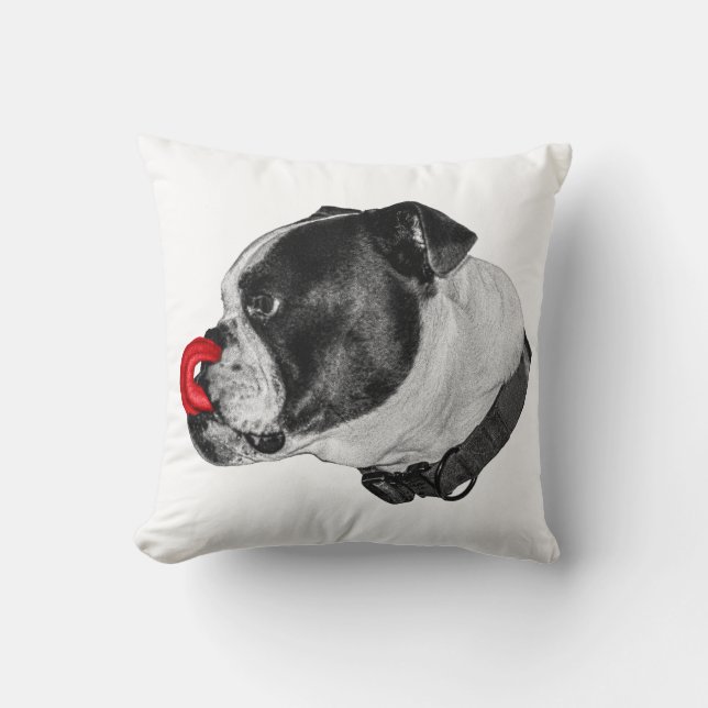 Bulldog Red Accent Pillow (Front)
