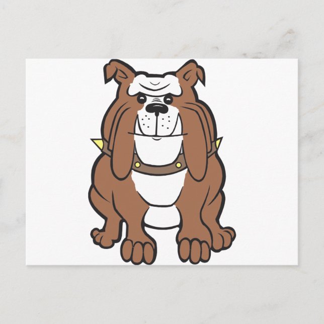 bulldog red and white cartoon postcard (Front)