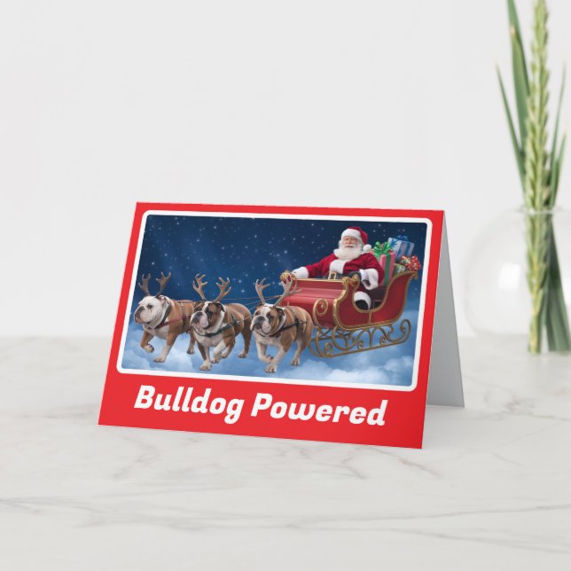 Bulldog Reindeer Card (Front)