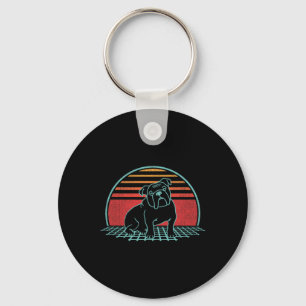 Bulldog Retro Dog Lover Vintage 80s Style Key Ring