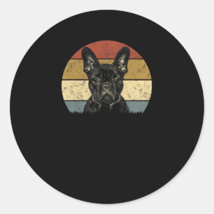 Bulldog Retro Vintage 60s 70s Fun Frenchie Loves 1 Classic Round Sticker