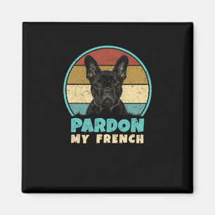 Bulldog Retro Vintage 60s 70s Fun Frenchie Loves Magnet