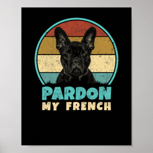 Bulldog Retro Vintage 60s 70s Fun Frenchie Loves Poster